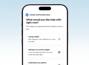 Online health assessment screnshot on a mobile device