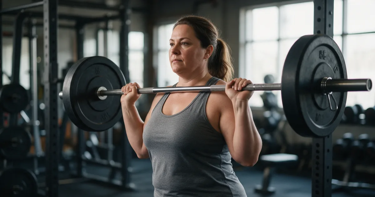 lady doing a muscle workout in gym