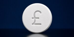 Tablet with pound sign - Oral Wegovy price comparison UK