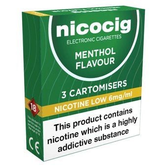 Nicocig Refills Low Strength Menthol Flavour Pack of 3 (Formerly Nicolites) Nicocig Refills Low Strength Menthol Flavour Pack of 3 (Formerly Nicolites)