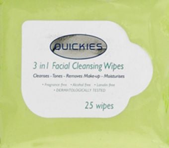Quickies 3-in-1 Facial Wipes Pack of 25