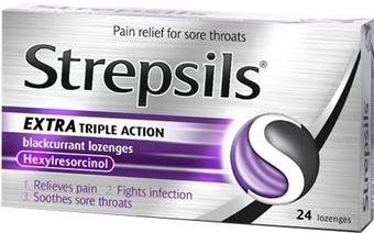 Strepsils Lozenges Extra Blackcurrant Pack of 24 Strepsils Lozenges Extra Blackcurrant Pack of 24